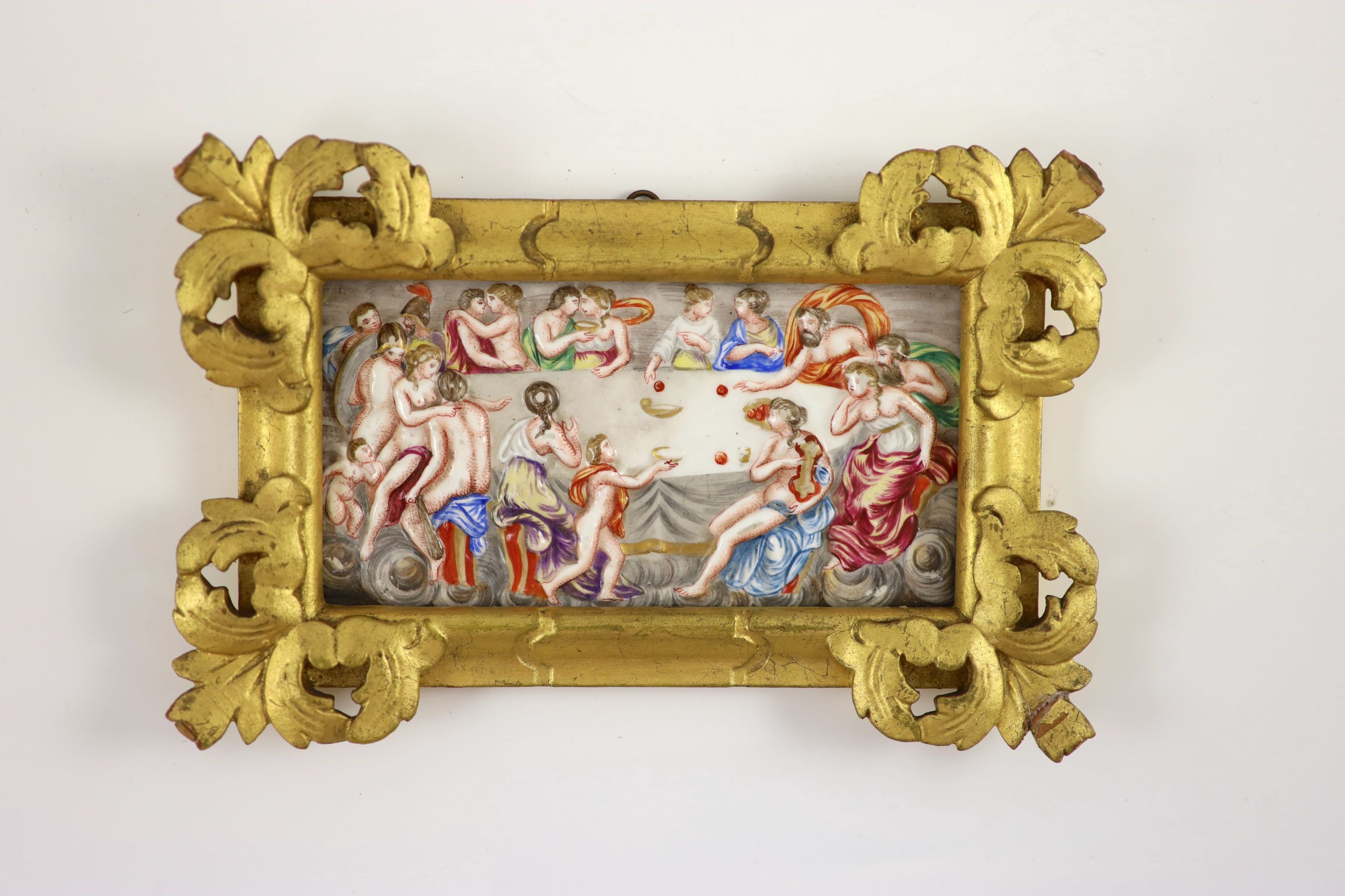 Two Doccia porcelain plaques, 19th century, 14cm x 24cm and 8cm x 15cm, each framed, 15cm